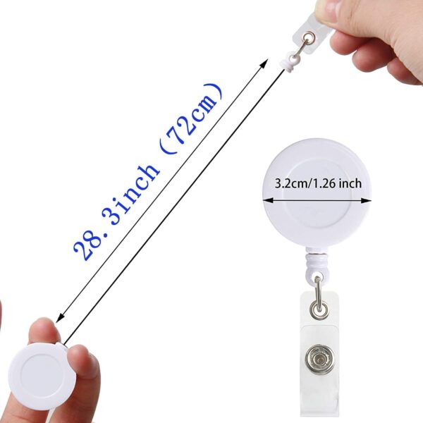 ABHA PRINT® 10 Pack Retractable YoYo ID Card Holder with Belt Clip & Key Ring (White) - Image 2