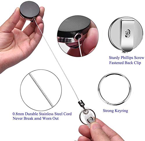 ABHA PRINT® Metal Badge Reel – Heavy Duty Retractable ID Card Holder with Clip & Hook - Image 6