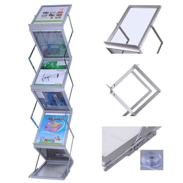 A4 Catalogue Stand | Acrylic Aluminium Zigzag Rack - Image 4