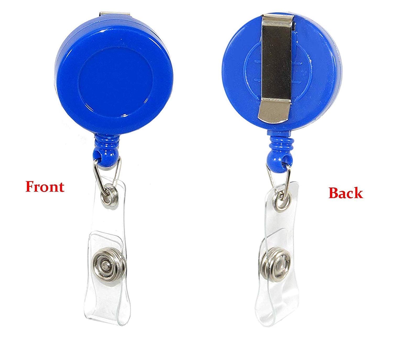 ABHA PRINT Pack of 10 – Round YoYo Blue Retractable ID Card Holder - Image 3