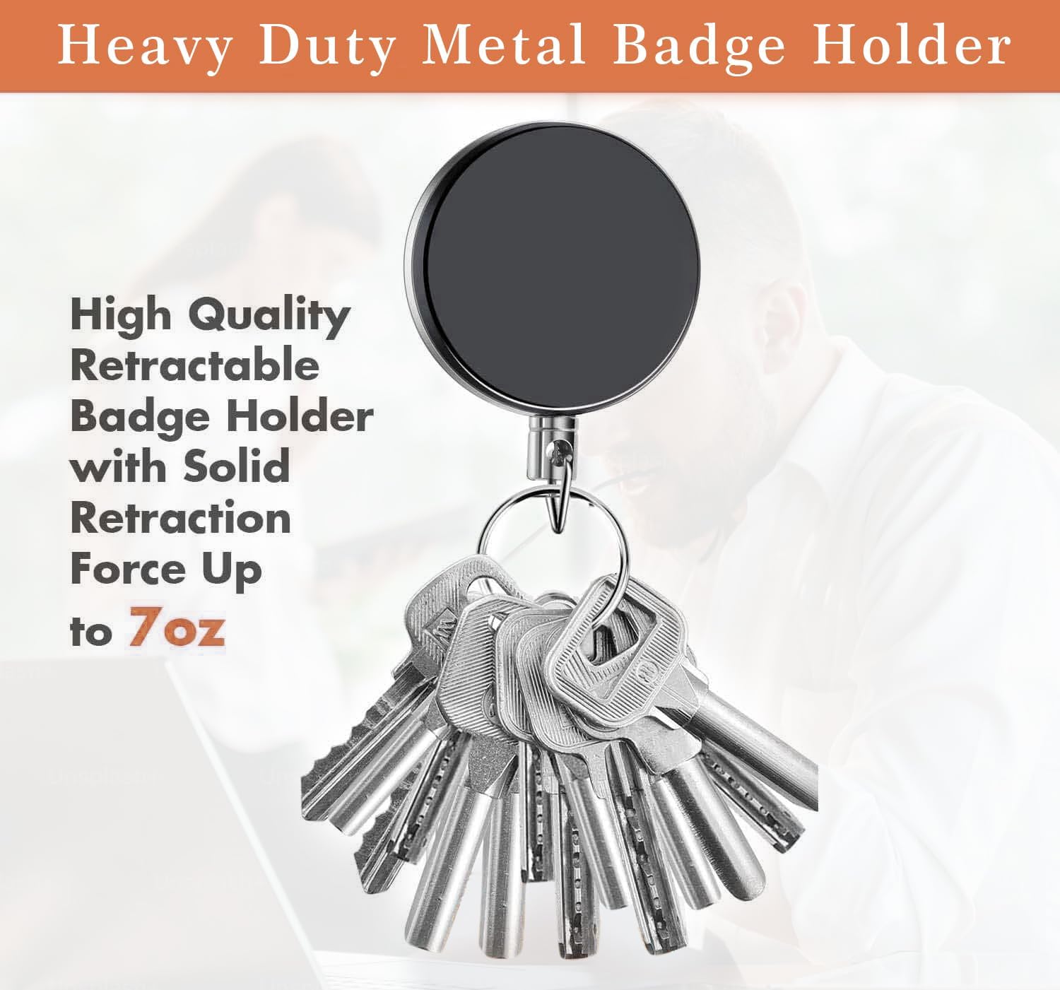 ABHA PRINT® Metal Badge Reel – Heavy Duty Retractable ID Card Holder with Clip & Hook - Image 8