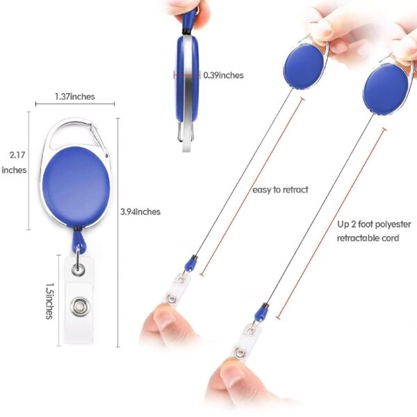 ABHA PRINT YoYo Ovel, Retractable Reel ID Card Holder - Set of 3 Nos (BlUE) - Image 3