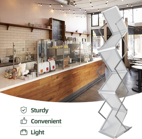 A4 Catalogue Stand | Acrylic Aluminium Zigzag Rack - Image 5