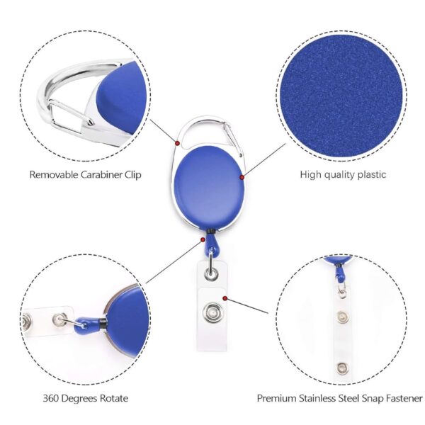 ABHA PRINT YoYo Ovel, Retractable Reel ID Card Holder - Set of 3 Nos (BlUE) - Image 2