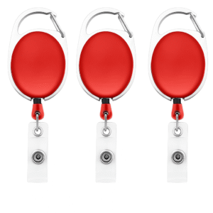 ABHA PRINT YoYo Ovel, Retractable Reel ID Card Holder - Set of 3 Nos (RED)