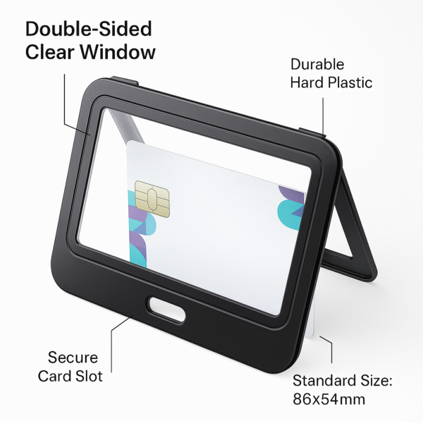 ABHA PRINT® Dual-Sided ID Card Holder – Rigid Horizontal Badge Protector (Black) - Image 6