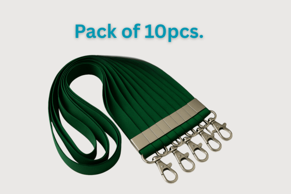 Green Lanyards with Badge Clip – Pack of 10 | ABHA PRINT® - Image 2