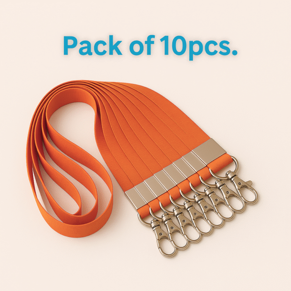 Orange Lanyards with Badge Clip – Pack of 10 | ABHA PRINT® - Image 3