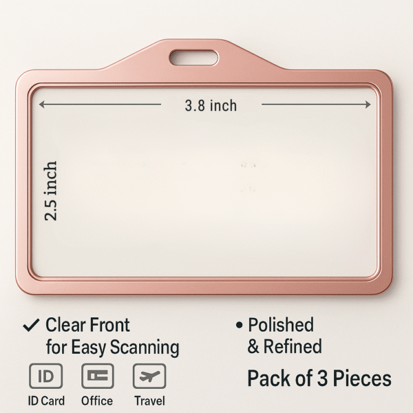 ABHA PRINT® Aluminum Alloy ID Card Holder - (Rose Gold, Pack of 3) - Image 3