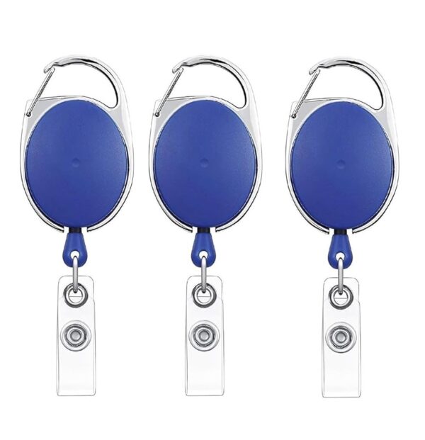 ABHA PRINT YoYo Ovel, Retractable Reel ID Card Holder - Set of 3 Nos (BlUE)