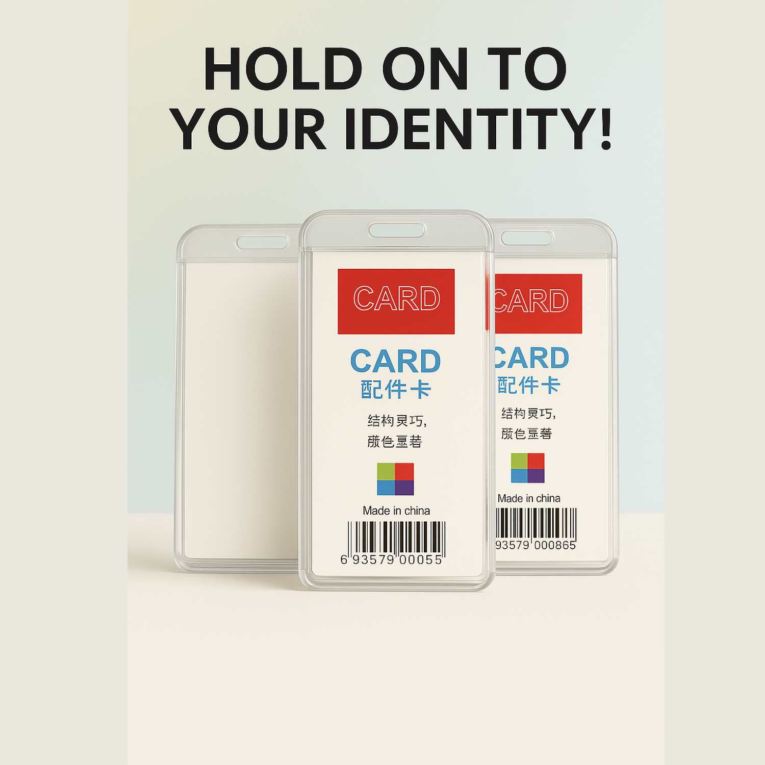 ABHA PRINT Premium Plastic ID Card Holder Pack of 3 pcs. (Vertical) (White)