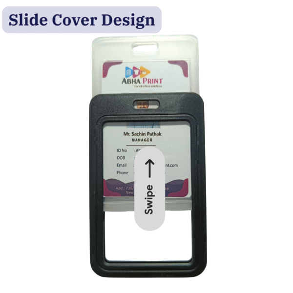 ABHA PRINT® Sliding ID Badge Holder – Vertical Hard Plastic ID Card Holder for Lanyard & Retractable Badge Reel Clip | Durable Office, Staff & Event Card Case - Image 4