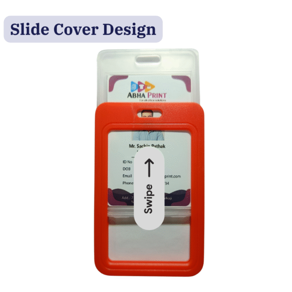 ABHA PRINT® Sliding ID Badge Holder – Vertical Hard Plastic ID Card Holder for Lanyard & Retractable Badge Reel Clip | Durable Office, Staff & Event Card Case - Image 3