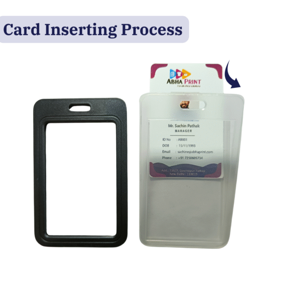 ABHA PRINT® Sliding ID Badge Holder – Vertical Hard Plastic ID Card Holder for Lanyard & Retractable Badge Reel Clip | Durable Office, Staff & Event Card Case - Image 7