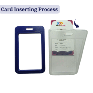 Sliding ID Badge Holder Durable ABHA PRINT® hard plastic ID card holder for lanyard and badge reel Vertical sliding ID badge holder showing smooth sliding mechanism Heavy-duty ABS plastic ID badge holder with clear PET window - ABHA PRINT® Standard size ID card holder compatible with lanyards and retractable reels ABHA PRINT® ID badge holder used by office staff with lanyard Secure and durable sliding ID badge holder from ABHA PRINT®
