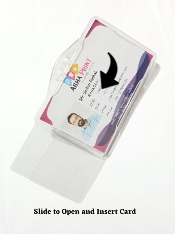 ABHA PRINT® Clear Hard Plastic Horizontal ID Badge Holder – 24mm Lanyard Clip for Office, School & Business - Image 5