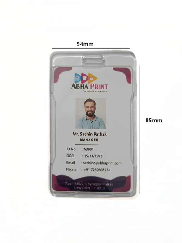 ABHA PRINT® Clear Hard Plastic Vertical Name Tag Holder – 24mm Lanyard Badge Clip | Office, School & Business - Image 2