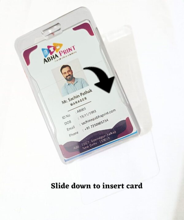 ABHA PRINT® Clear Hard Plastic Vertical Name Tag Holder – 24mm Lanyard Badge Clip | Office, School & Business - Image 3