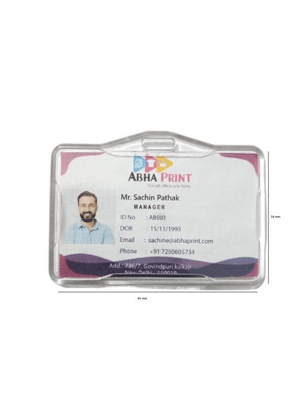 ABHA PRINT® Clear Hard Plastic Horizontal ID Badge Holder – 24mm Lanyard Clip for Office, School & Business - Image 6