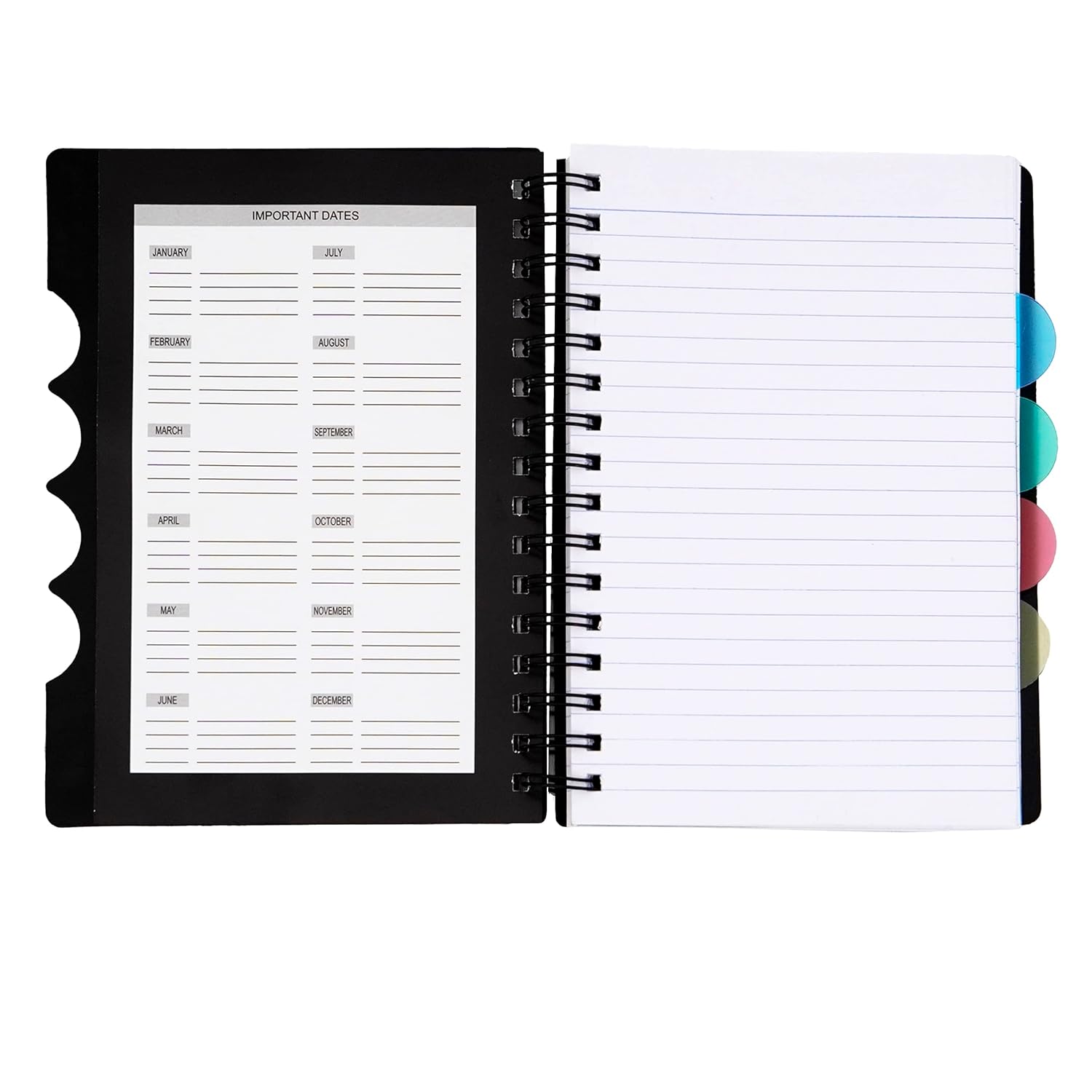 ABHA PRINT® A5 Spiral Notebook – 5 Subject, 300 Pages, 80 GSM, Single Ruled, Soft Cover, Black - Image 6