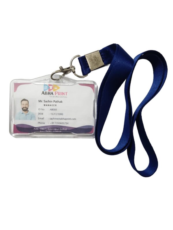 ABHA PRINT® Clear Hard Plastic Horizontal ID Badge Holder – 24mm Lanyard Clip for Office, School & Business - Image 8