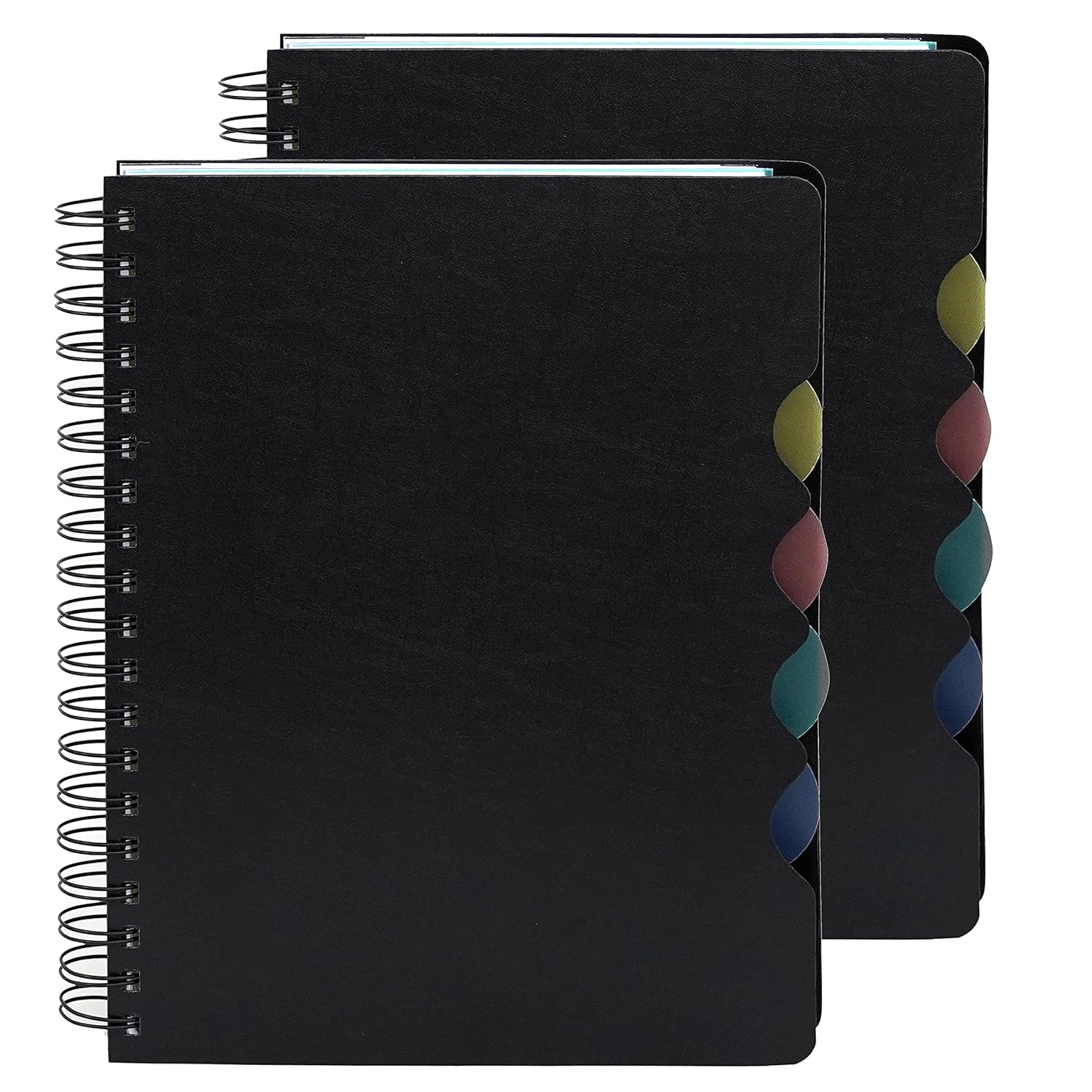 ABHA PRINT® A5 5‑subject spiral notebook, 300 pages, FSC paper, lay‑flat wiro, soft cover, pen holder