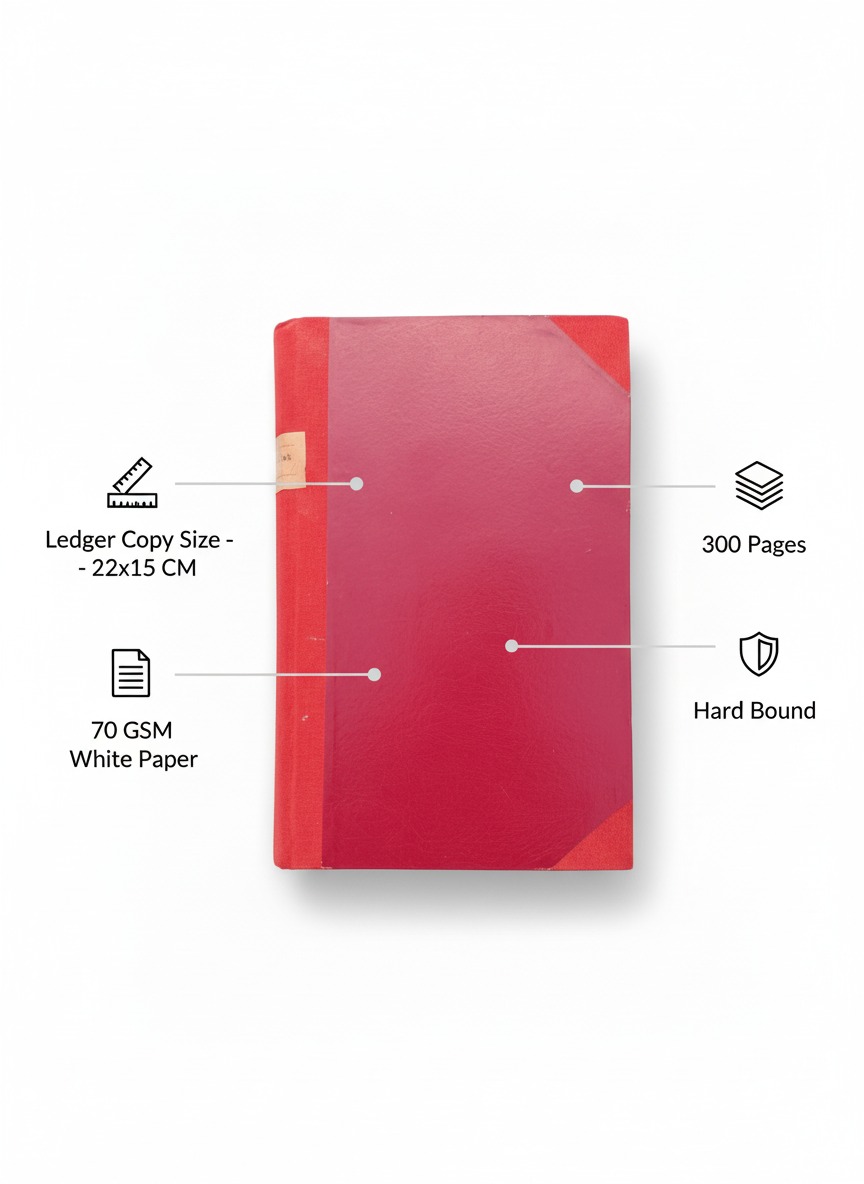 ABHA PRINT® Ledger Book Small Size (22×15 cm) – 300 Pages | Durable Account Register - Image 2