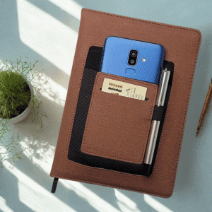 ABHA PRINT Pocket Diary Journal, 200 pages – compact daily planner with premium finish, built-in pen holder, bookmarks, lay-flat binding, and calendar section; ideal for notes, journaling, planning, and gifting for women, girls, students, or professionals.