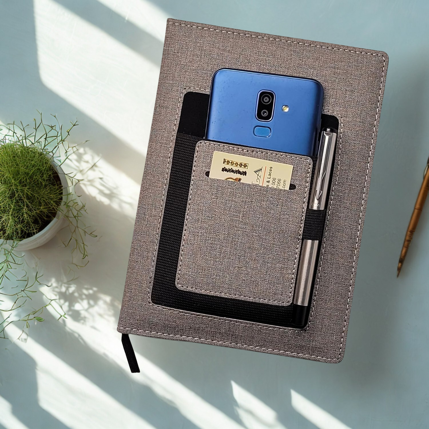 ABHA PRINT Pocket Diary Journal, 200 pages – compact daily planner with premium finish, built-in pen holder, bookmarks, lay-flat binding, and calendar section; ideal for notes, journaling, planning, and gifting for women, girls, students, or professionals.