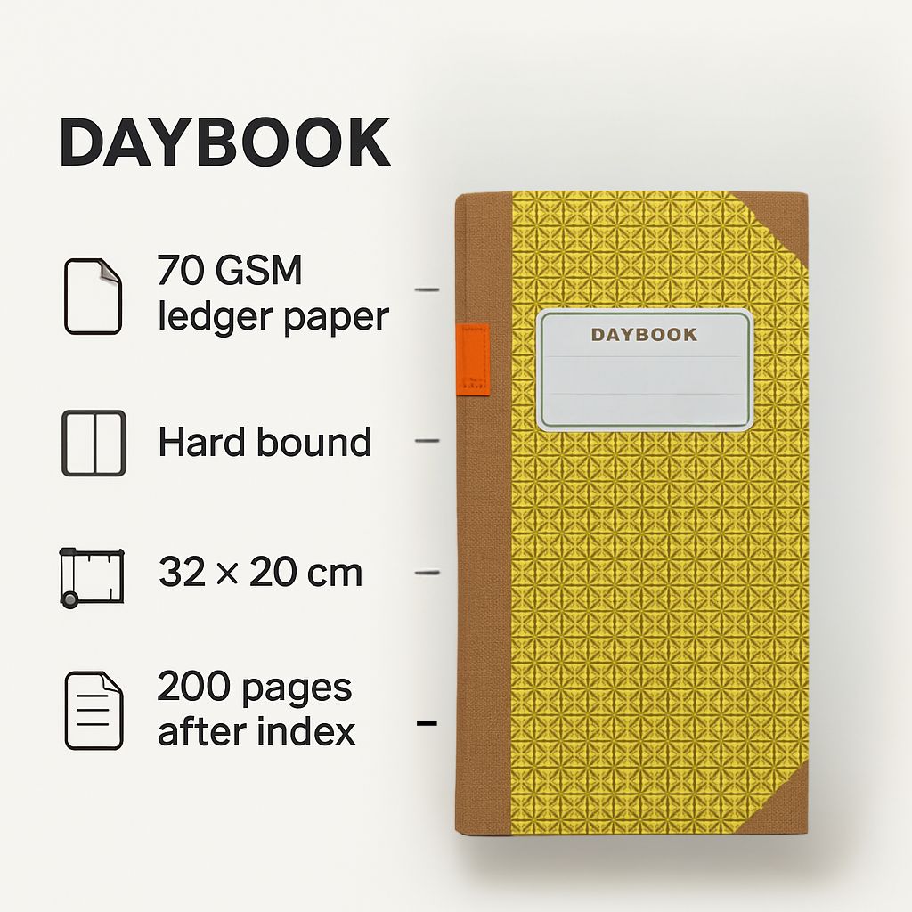ABHA PRINT® Day/Stock Book with Amount Column – Hard Bound (32 x 20 cm, 200 Pages) - Image 3