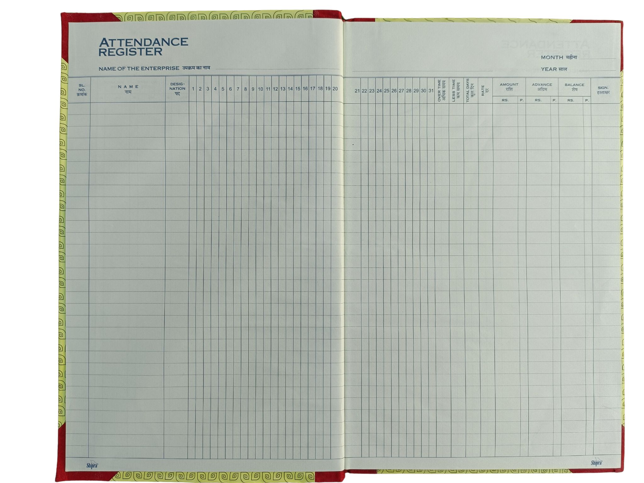 ABHA PRINT® Daily Attendance Register Hard Bound, 70 GSM Ledger Paper - Image 2