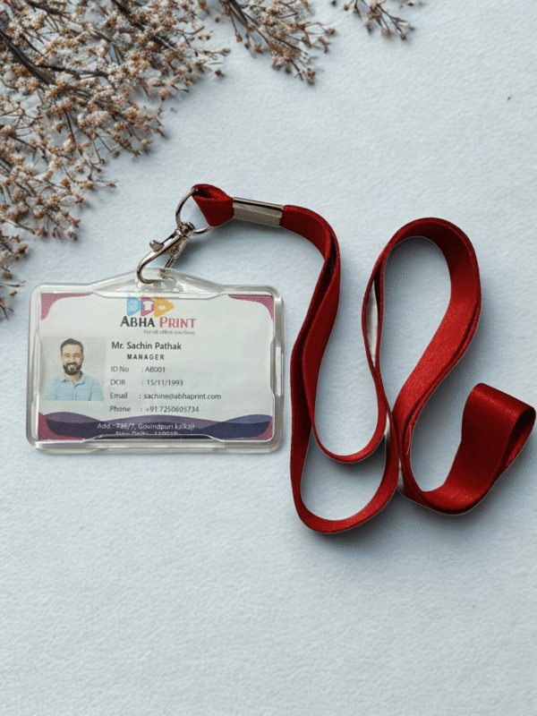 ABHA PRINT® clear hard plastic horizontal name tag holder with lanyard clip Durable horizontal ID badge holder made of clear hard plastic by ABHA PRINT® Waterproof and dustproof clear plastic horizontal name tag badge holder for office, school, and events Professional clear hard plastic horizontal badge holder displaying standard ID card ABHA PRINT® horizontal style badge holder with transparent design for ID protection Horizontal ID Badge Holder