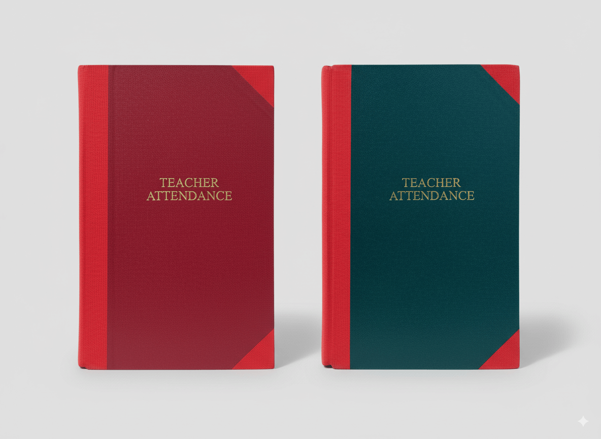 ABHA PRINT® Hardbound Teacher Attendance Register with 70 GSM Ledger Paper