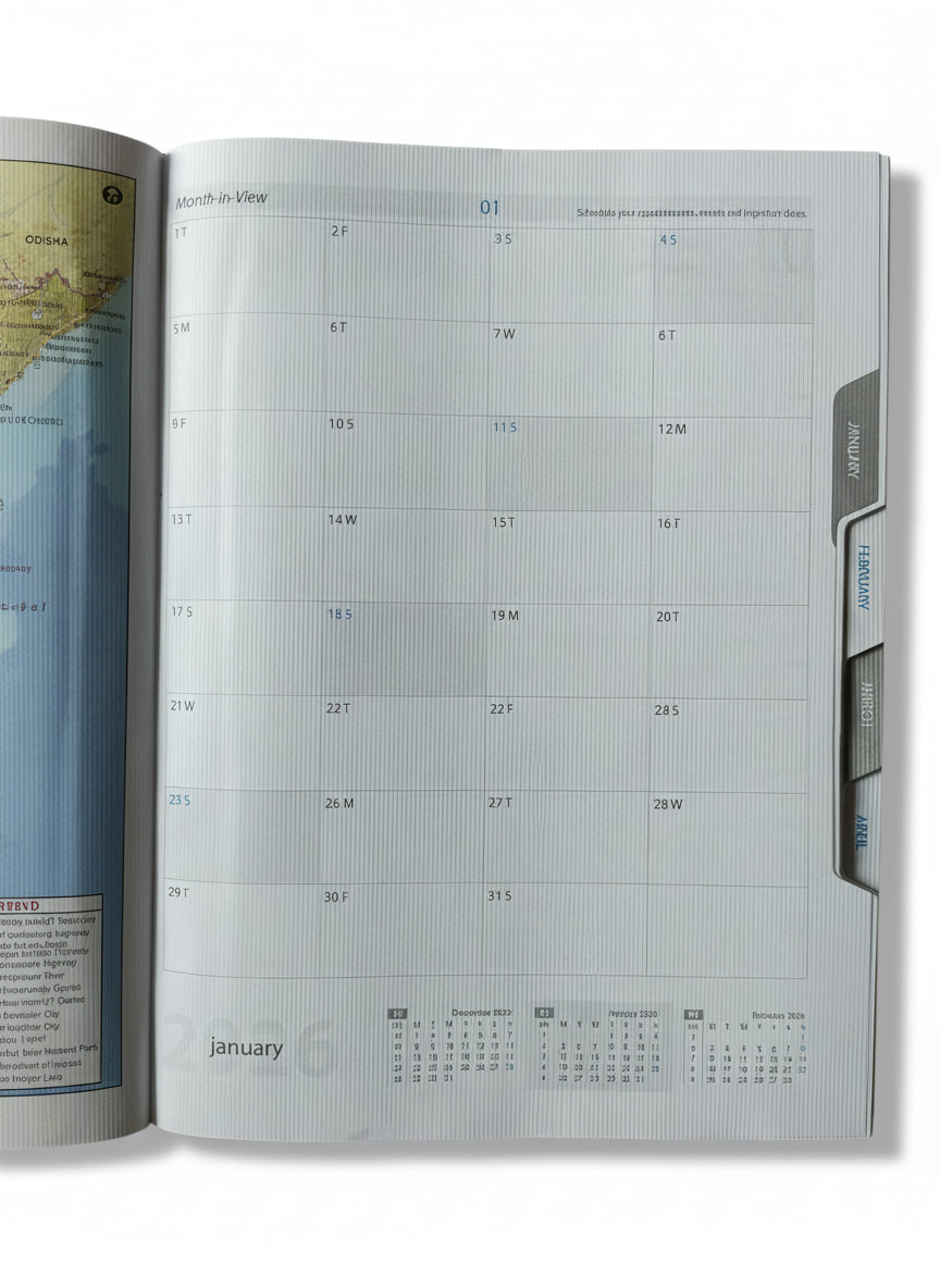 ABHA PRINT® Executive Planner 2026 Hardbound – 7×9" Daily & Monthly Planner with Tabs, Maps & Ribbon - Image 4