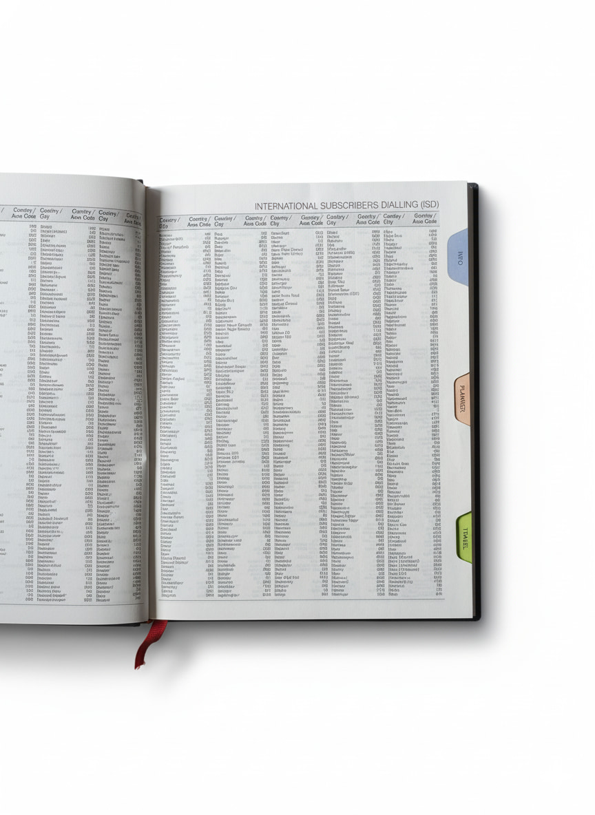 ABHA PRINT® 2026 Business Organiser Diary – 7×9 inch Dual-Tone Hardbound Cover ABHA PRINT® 2026 Business Organiser Diary – Travel Log and ISD Directory Pages ABHA PRINT® 2026 Business Organiser Diary – Daily Planning Layout with Ribbon Bookmark