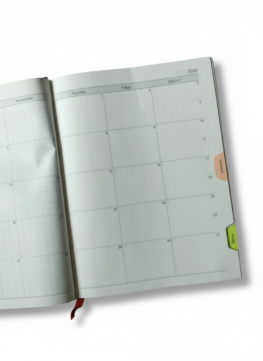 ABHA PRINT® 2026 Business Organiser Diary – 7×9 inch Hardbound Daily Planner with Travel Log, ISD Directory & Ribbon Bookmark - Image 5